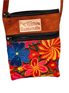 Artisan Guatemalan Embroidered Crossbody Bag – Vibrant Floral Boho Purse